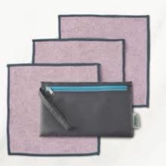 Norwex Small Body and Face Cloths  Lavender Set of 3 and Charcoal Wristlet NWT - Picture 2 of 11